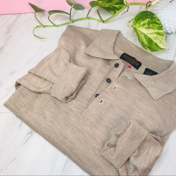 Vintage Sweaters - vtg vsco polo tan oversized boyfriend pullover